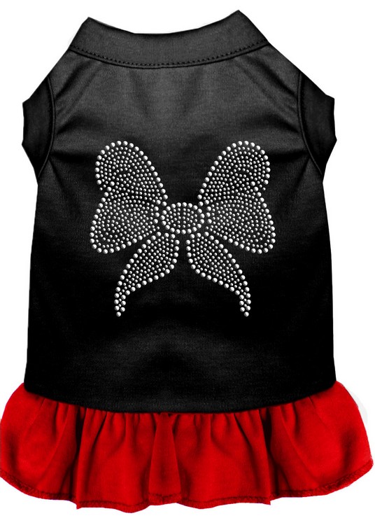 Rhinestone Bow Dresses Black with Red Med